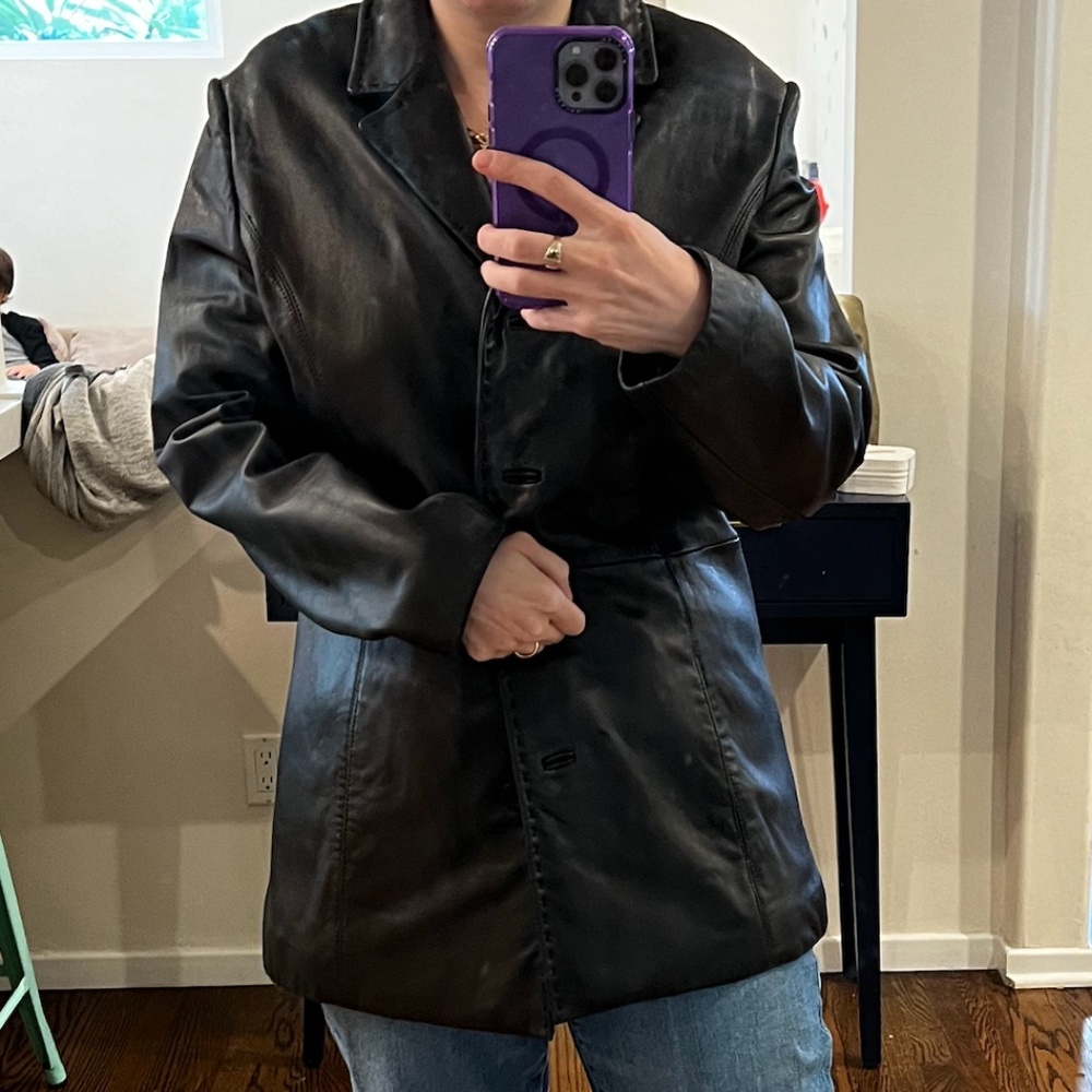 Adler Collection Beautiful Black lambskin Leather jacket Blazer coat sz large - Picture 14 of 15